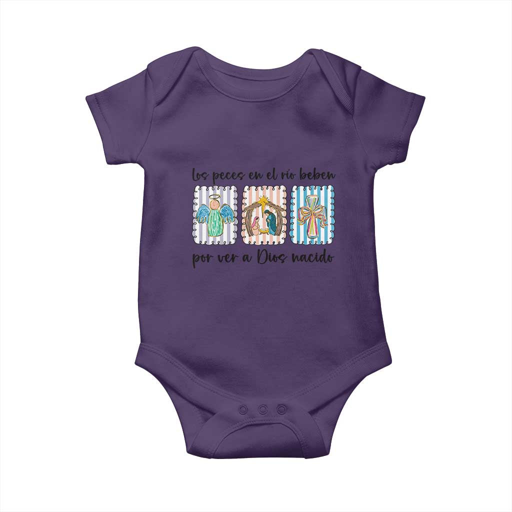 Nativity Scene Christian Christmas Baby Onesie Feliz Navidad TS14 Purple Print Your Wear
