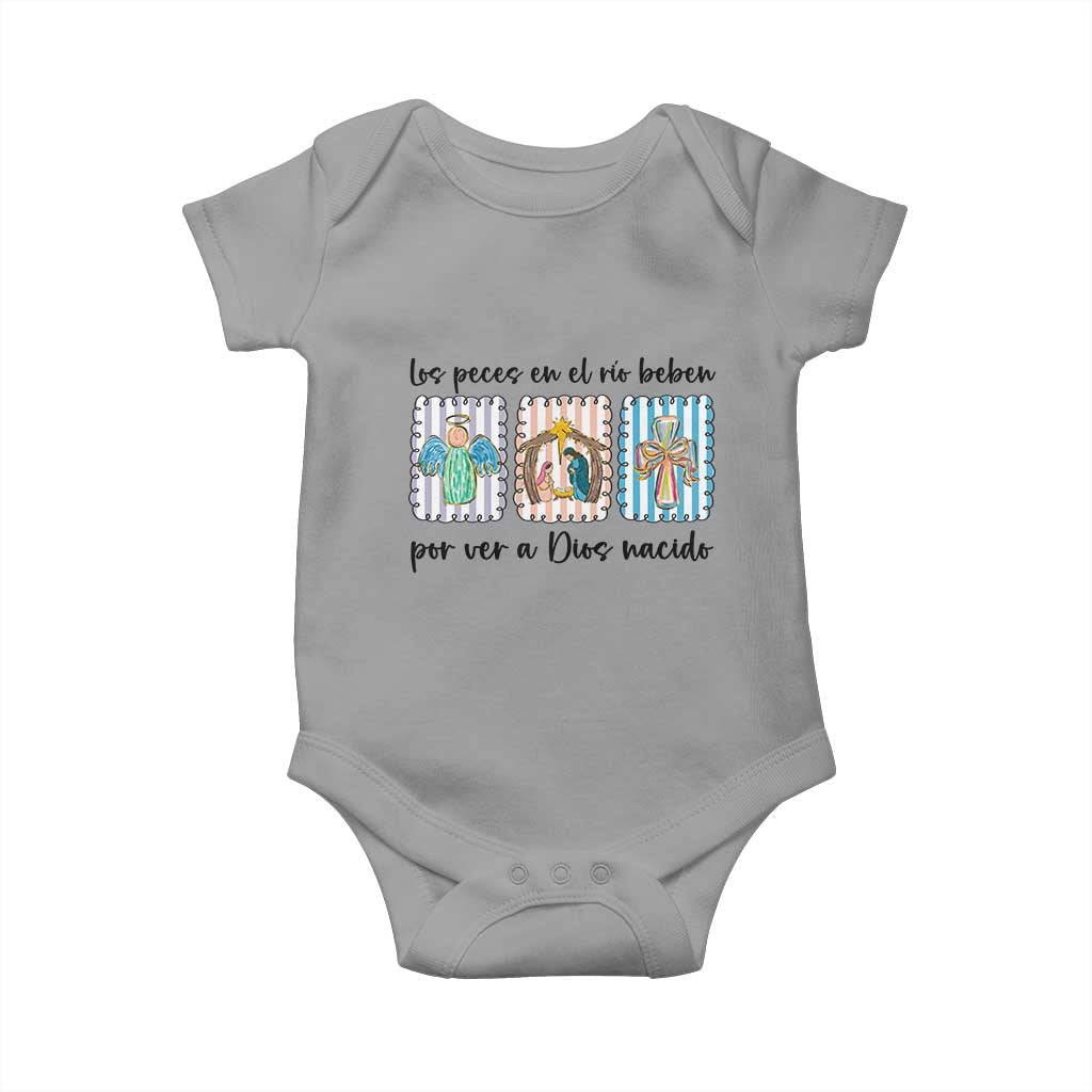 Nativity Scene Christian Christmas Baby Onesie Feliz Navidad TS14 Sport Gray Print Your Wear
