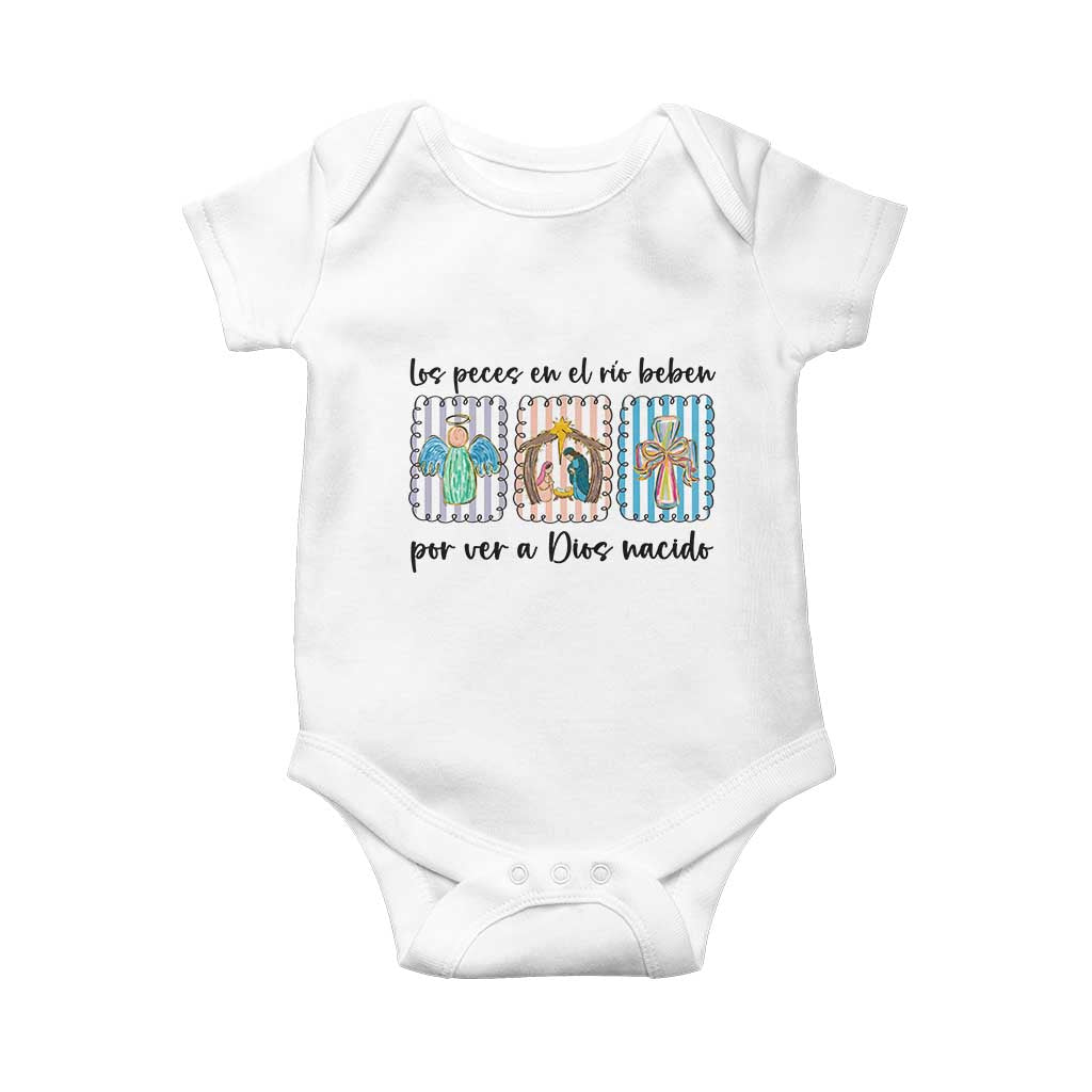Nativity Scene Christian Christmas Baby Onesie Feliz Navidad TS14 White Print Your Wear