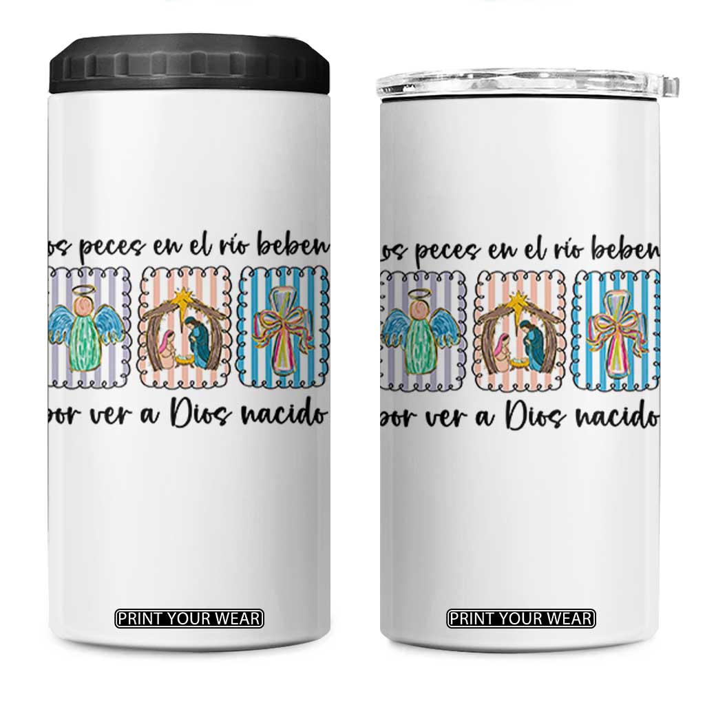Nativity Scene Christian Christmas 4 in 1 Can Cooler Tumbler Feliz Navidad TS14 One Size: 16 oz White Print Your Wear