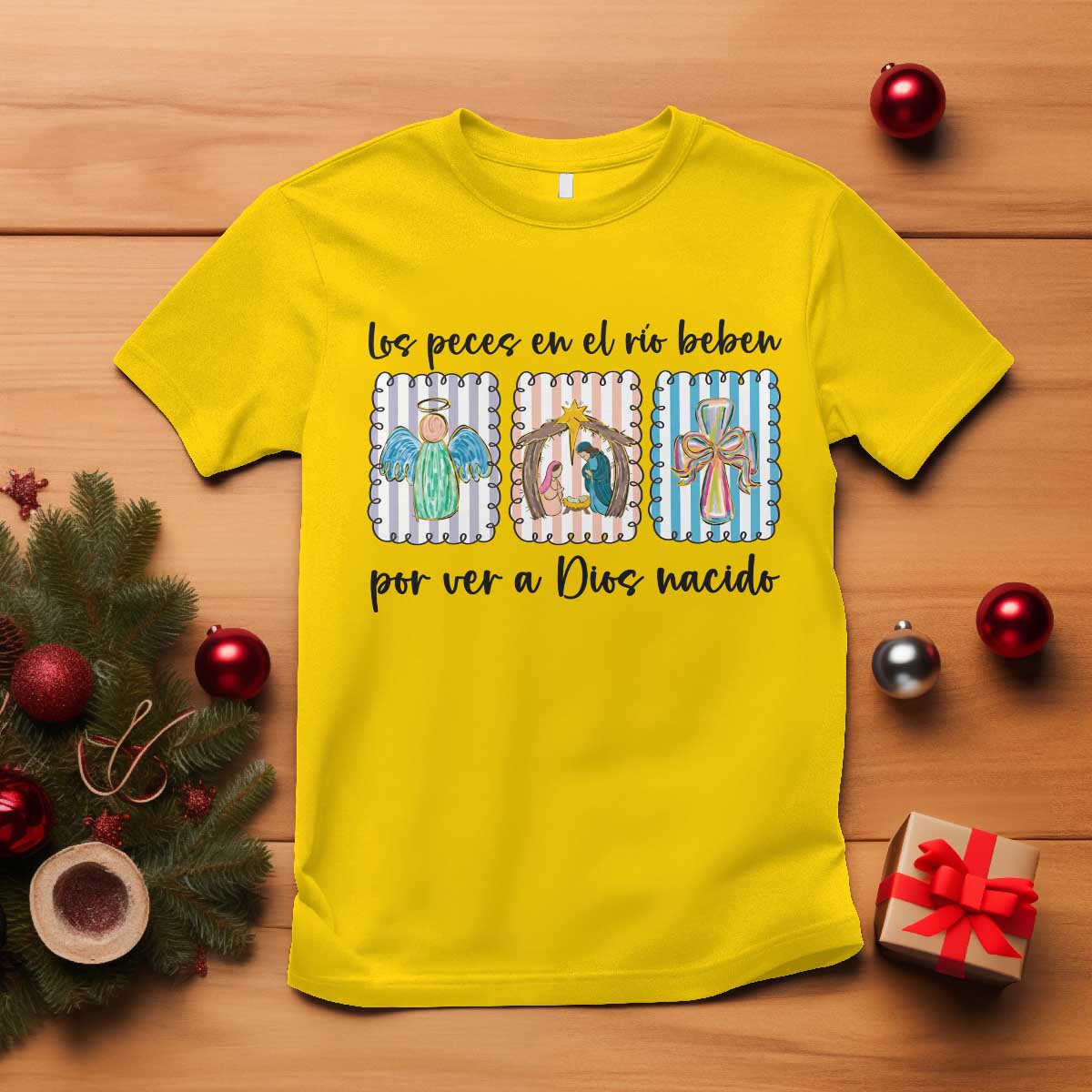 Nativity Scene Christian Christmas T Shirt Feliz Navidad TS14 Daisy Print Your Wear