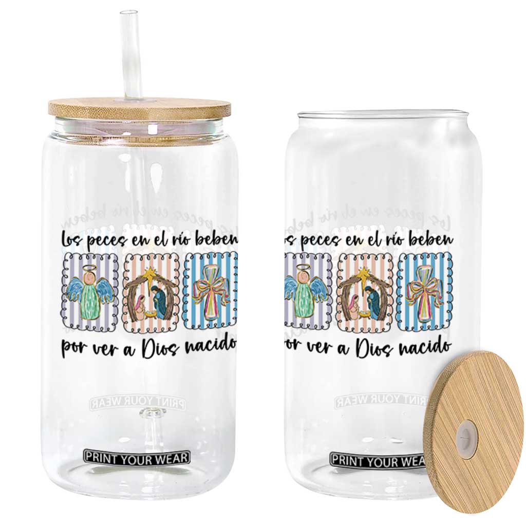 Nativity Scene Christian Christmas Glass Can Feliz Navidad TS14 Print Your Wear
