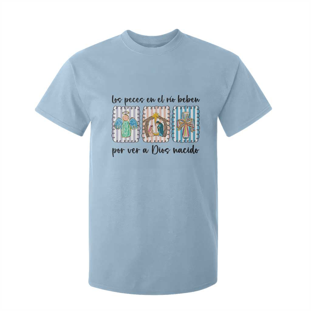 Nativity Scene Christian Christmas T Shirt For Kid Feliz Navidad TS14 Light Blue Print Your Wear