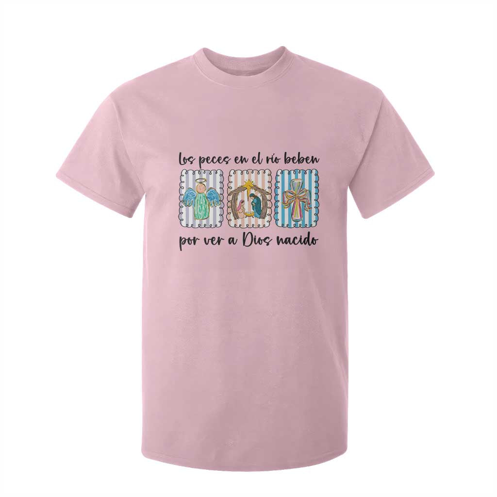 Nativity Scene Christian Christmas T Shirt For Kid Feliz Navidad TS14 Light Pink Print Your Wear