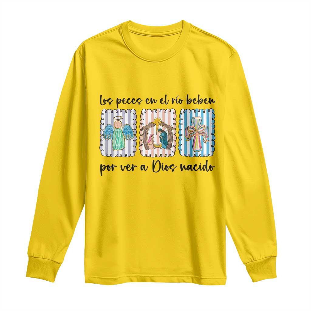 Nativity Scene Christian Christmas Long Sleeve Shirt Feliz Navidad TS14 Daisy Print Your Wear