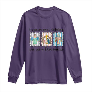 Nativity Scene Christian Christmas Long Sleeve Shirt Feliz Navidad TS14 Purple Print Your Wear