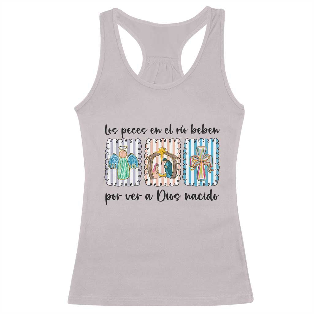 Nativity Scene Christian Christmas Racerback Tank Top Feliz Navidad TS14 Ice Gray Print Your Wear