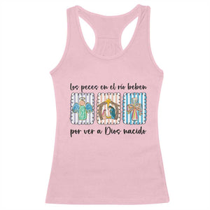 Nativity Scene Christian Christmas Racerback Tank Top Feliz Navidad TS14 Light Pink Print Your Wear