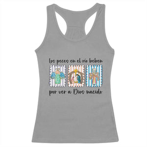 Nativity Scene Christian Christmas Racerback Tank Top Feliz Navidad TS14 Sport Gray Print Your Wear