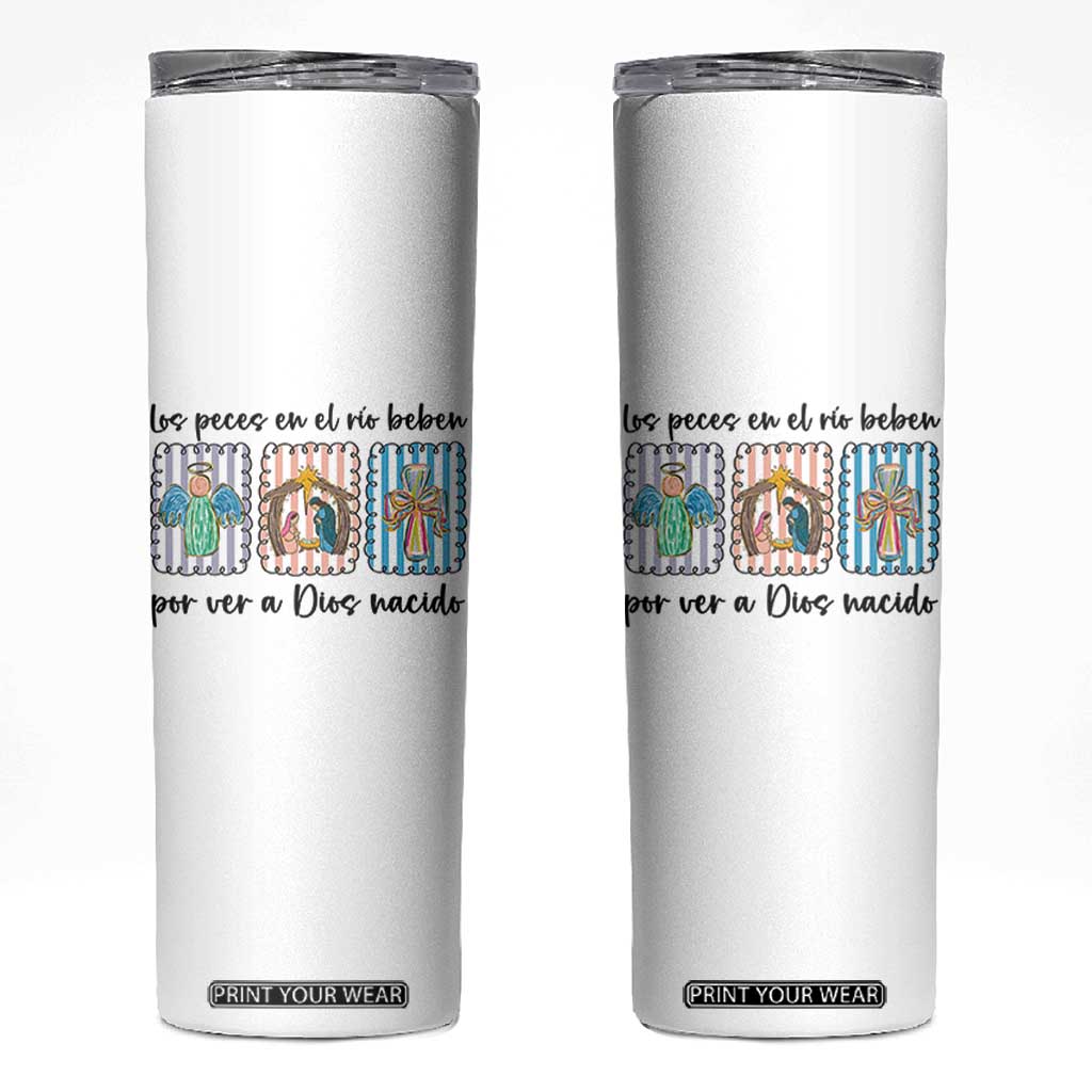 Nativity Scene Christian Christmas Skinny Tumbler Feliz Navidad TS14 White Print Your Wear