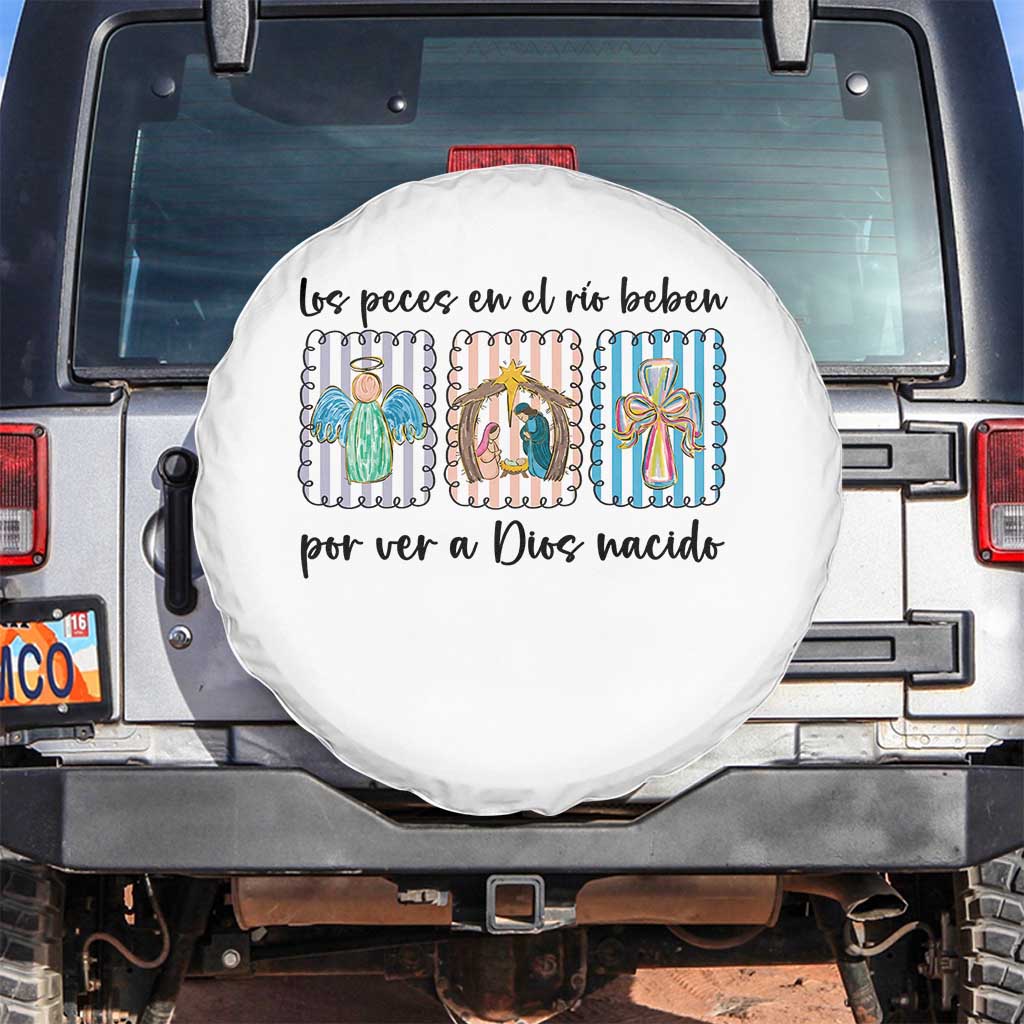 Nativity Scene Christian Christmas Spare Tire Cover Feliz Navidad TS14 No hole White Print Your Wear