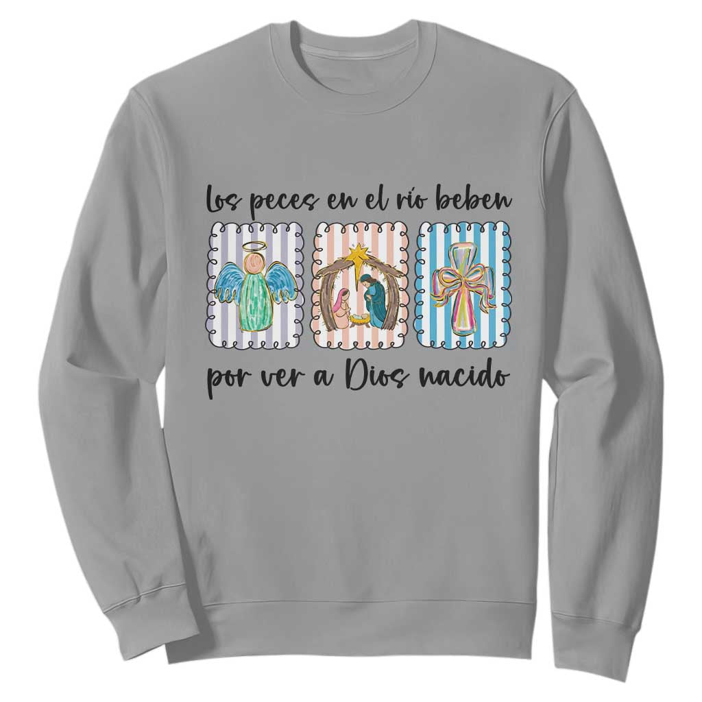 Nativity Scene Christian Christmas Sweatshirt Feliz Navidad TS14 Sport Gray Print Your Wear