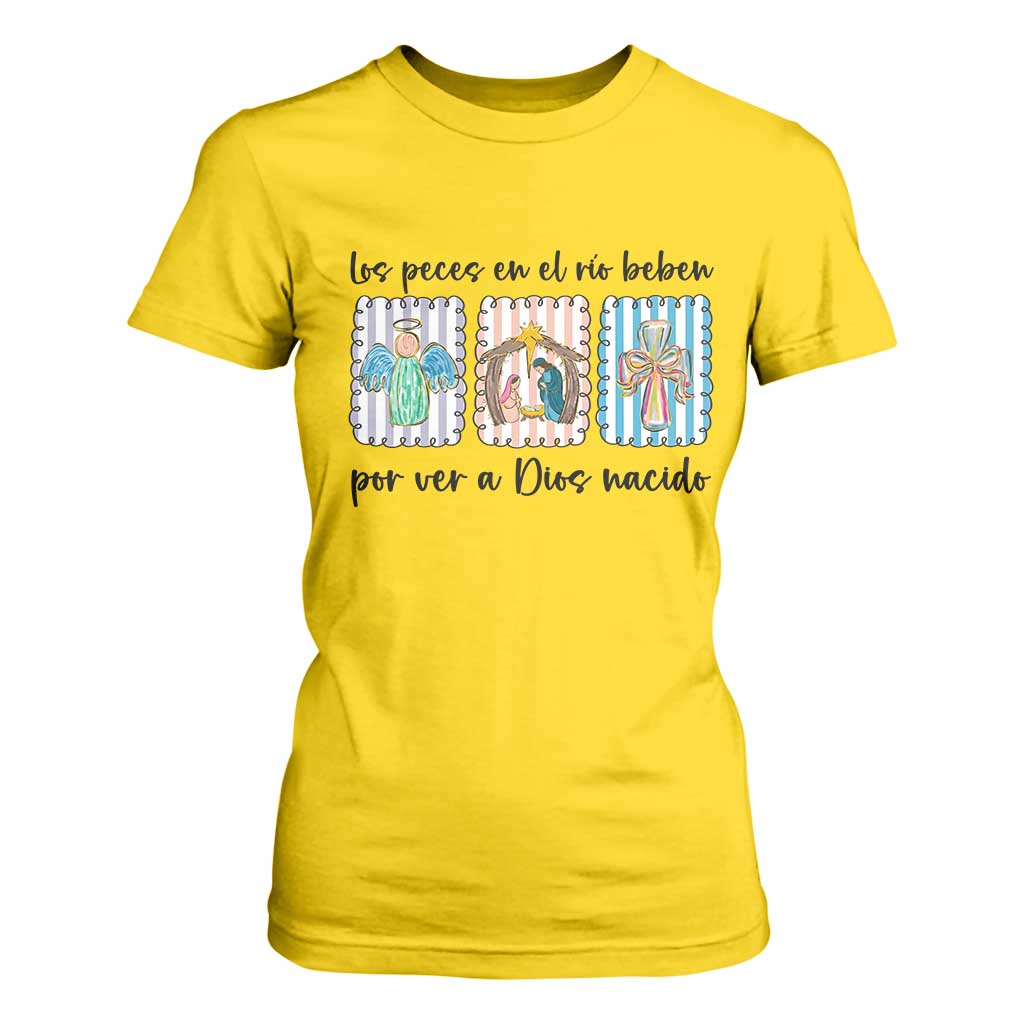 Nativity Scene Christian Christmas T Shirt For Women Feliz Navidad TS14 Daisy Print Your Wear
