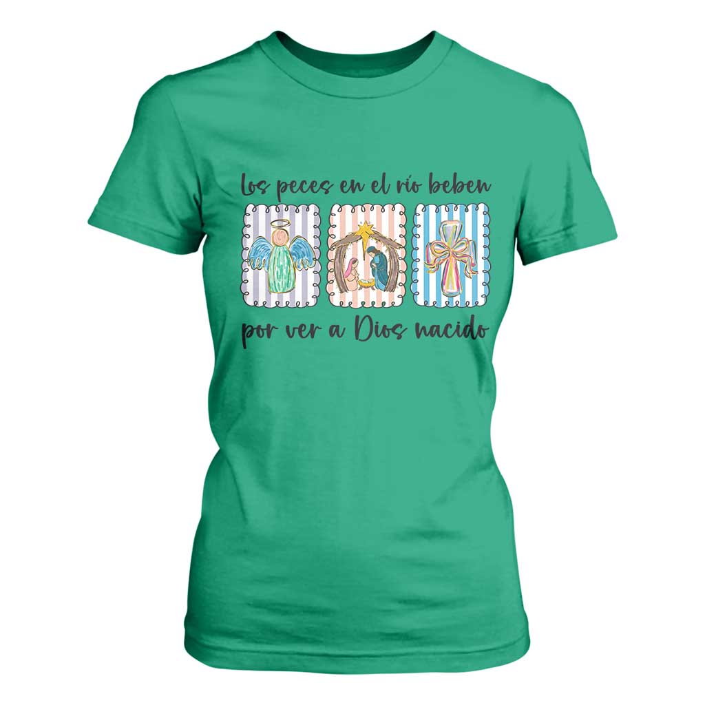 Nativity Scene Christian Christmas T Shirt For Women Feliz Navidad TS14 Irish Green Print Your Wear