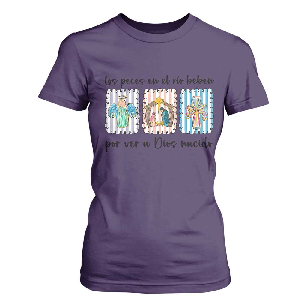 Nativity Scene Christian Christmas T Shirt For Women Feliz Navidad TS14 Purple Print Your Wear
