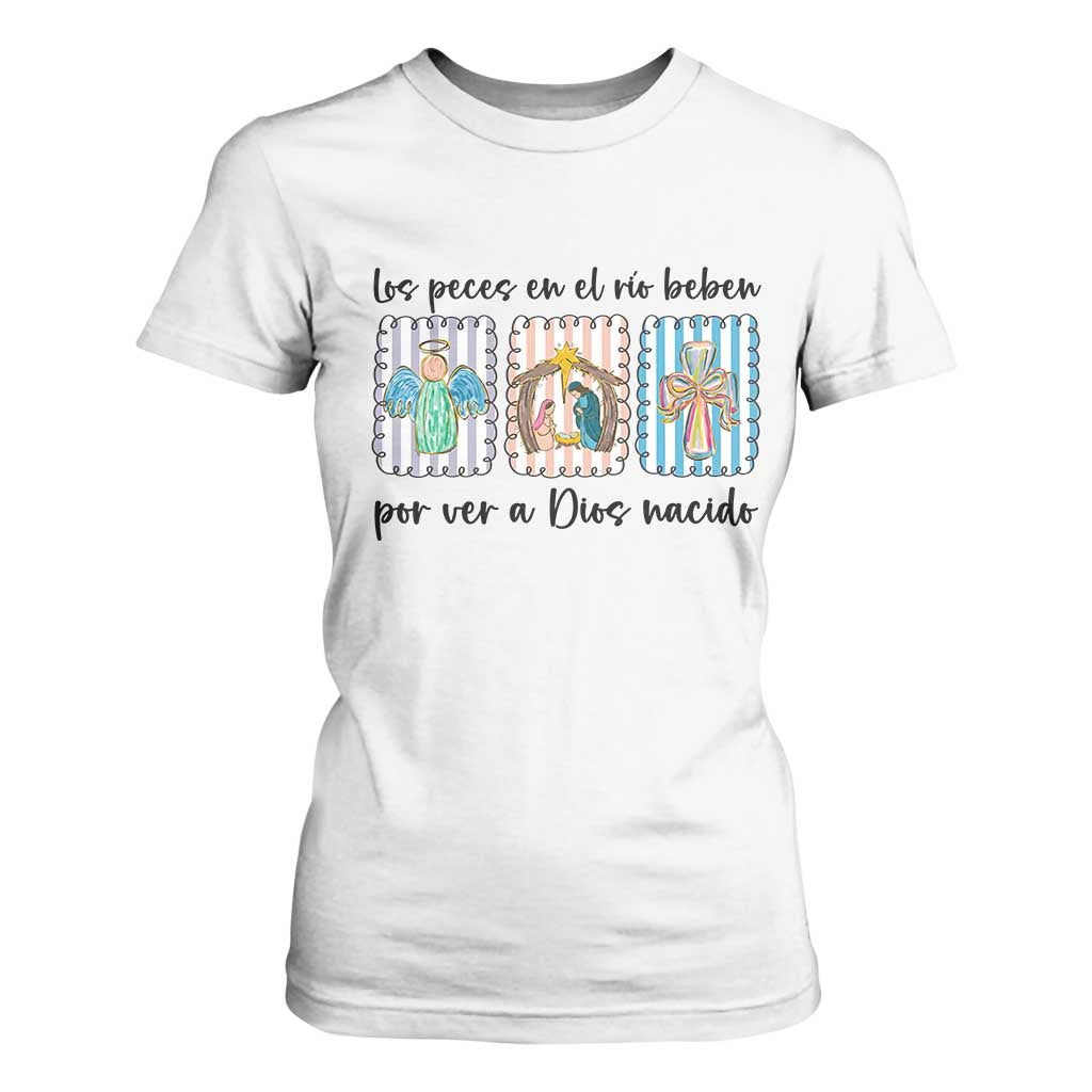 Nativity Scene Christian Christmas T Shirt For Women Feliz Navidad TS14 White Print Your Wear