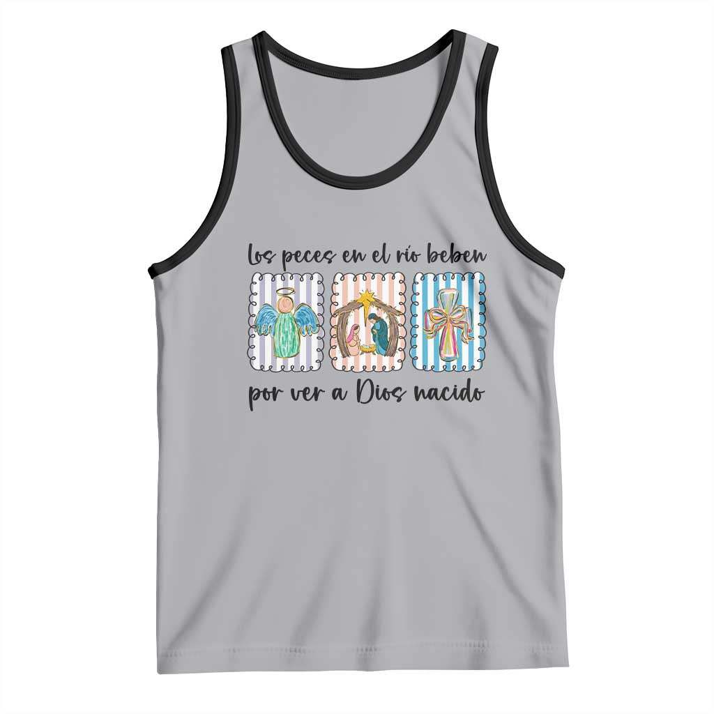 Nativity Scene Christian Christmas Tank Top Feliz Navidad TS14 Athletic Heather Black Print Your Wear