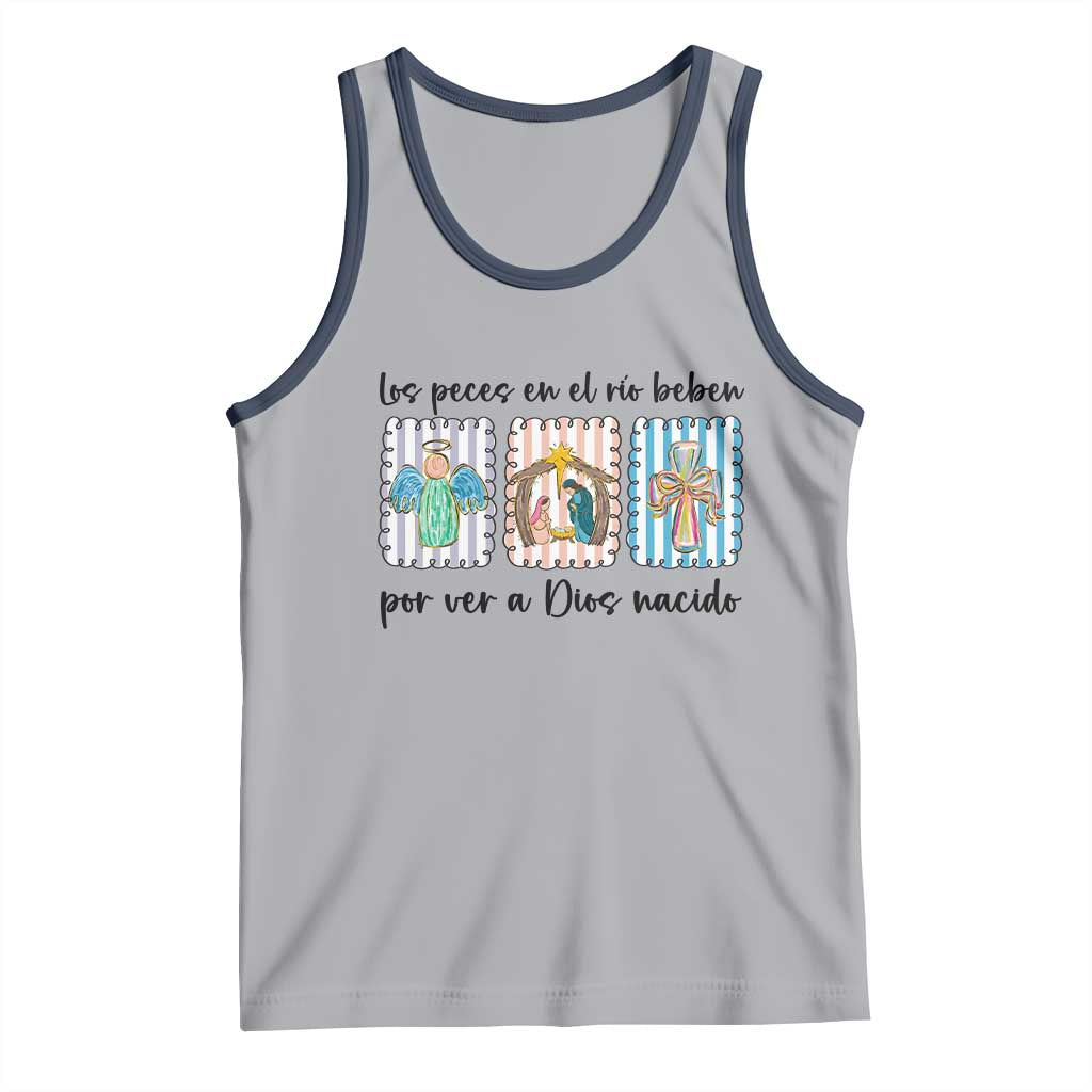 Nativity Scene Christian Christmas Tank Top Feliz Navidad TS14 Athletic Heather Navy Print Your Wear