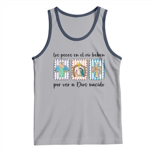 Nativity Scene Christian Christmas Tank Top Feliz Navidad TS14 Athletic Heather Navy Print Your Wear