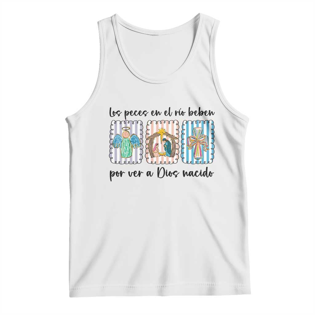 Nativity Scene Christian Christmas Tank Top Feliz Navidad TS14 White Print Your Wear