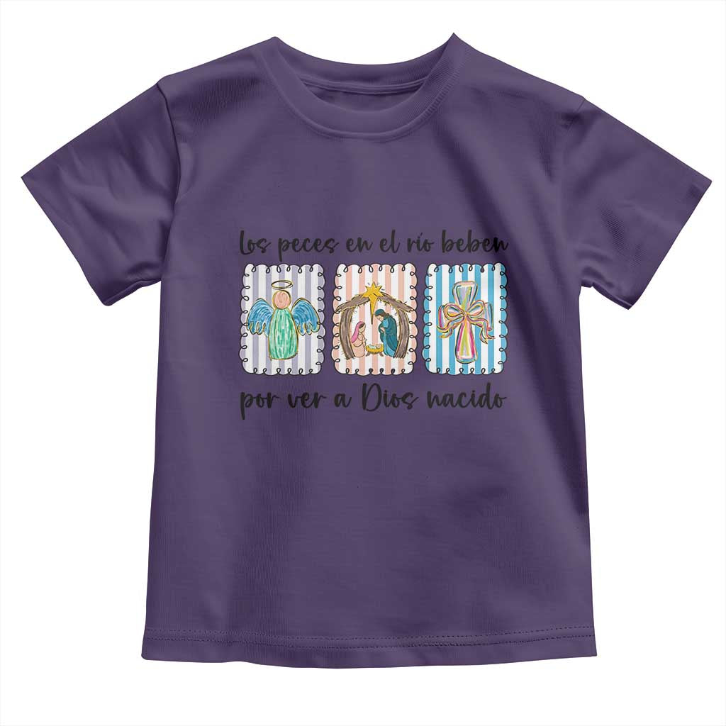 Nativity Scene Christian Christmas Toddler T Shirt Feliz Navidad TS14 Purple Print Your Wear