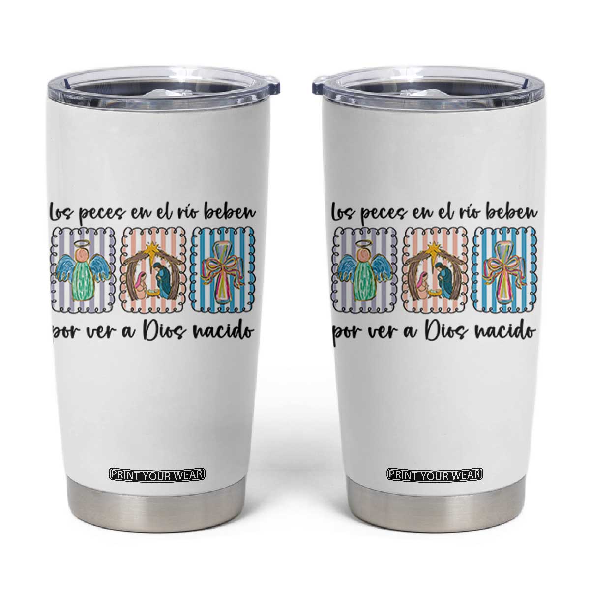Nativity Scene Christian Christmas Tumbler Cup Feliz Navidad TS14 White Print Your Wear