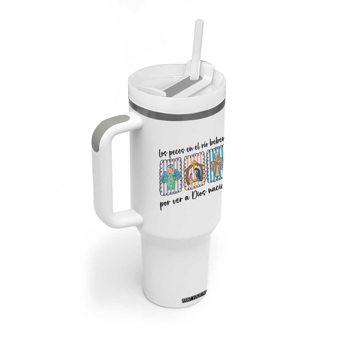 Nativity Scene Christian Christmas Tumbler With Handle Feliz Navidad TS14 Print Your Wear