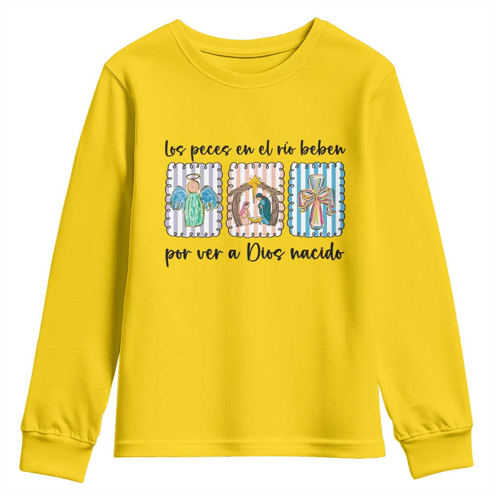 Nativity Scene Christian Christmas Youth Sweatshirt Feliz Navidad TS14 Daisy Print Your Wear