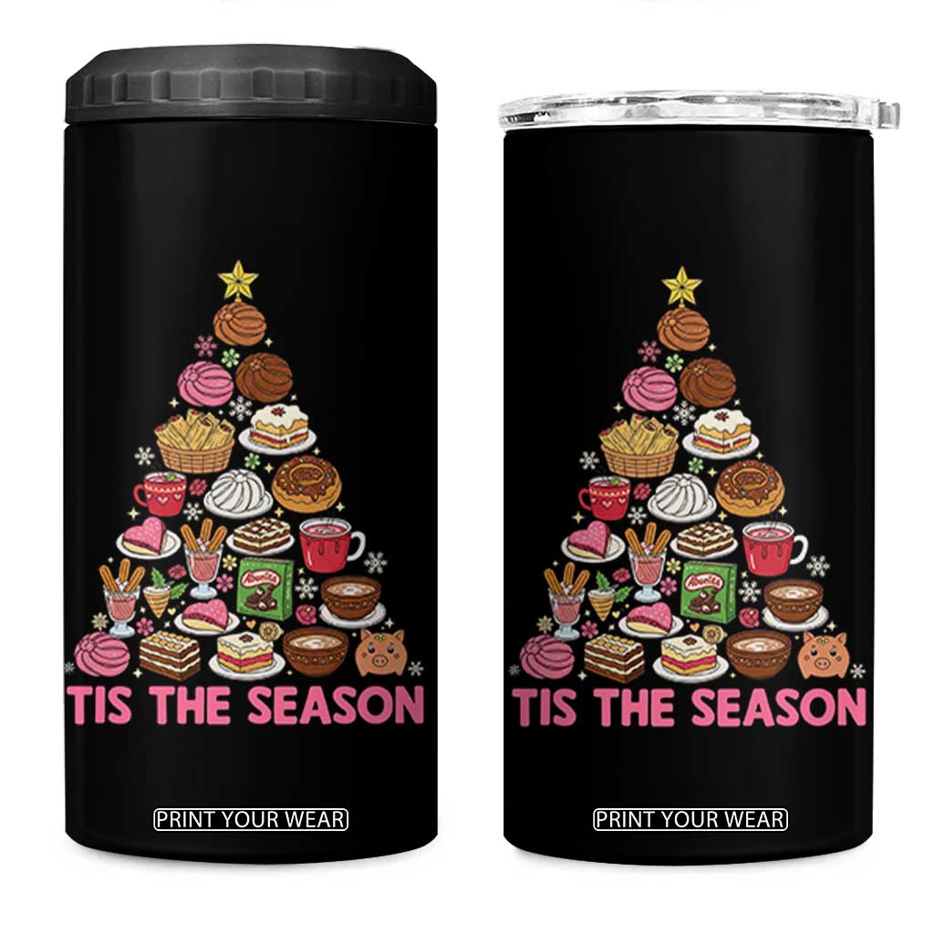 Tis The Season Mexican Christmas 4 in 1 Can Cooler Tumbler TS14 One Size: 16 oz Black Print Your Wear