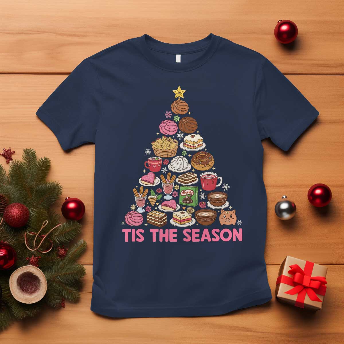 Tis The Season Mexican Christmas T Shirt TS14 Navy Print Your Wear