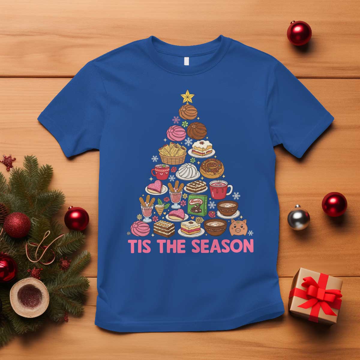 Tis The Season Mexican Christmas T Shirt TS14 Royal Blue Print Your Wear