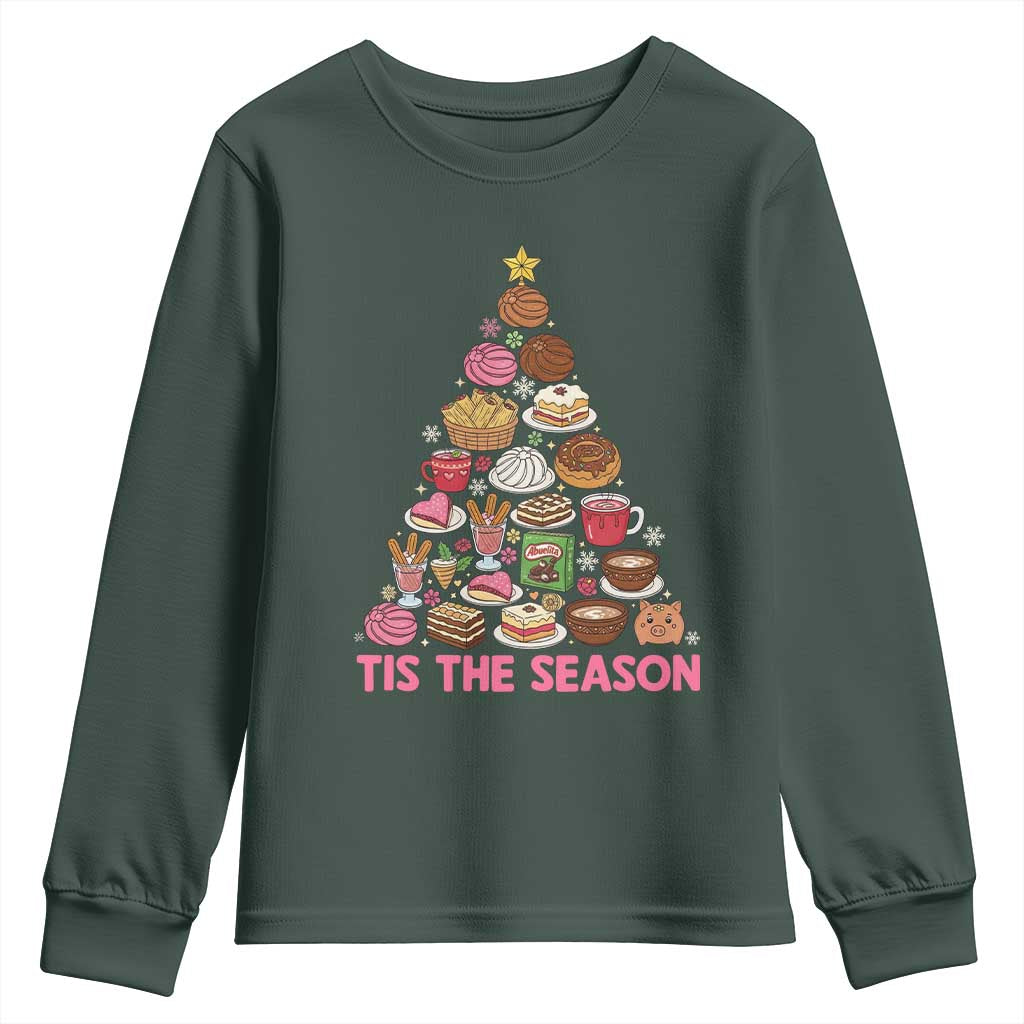 Tis The Season Mexican Christmas Youth Sweatshirt TS14 Dark Forest Green Print Your Wear