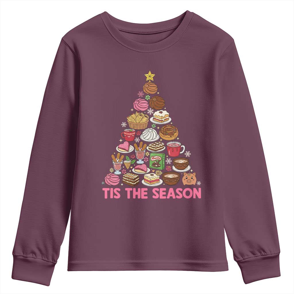 Tis The Season Mexican Christmas Youth Sweatshirt TS14 Maroon Print Your Wear