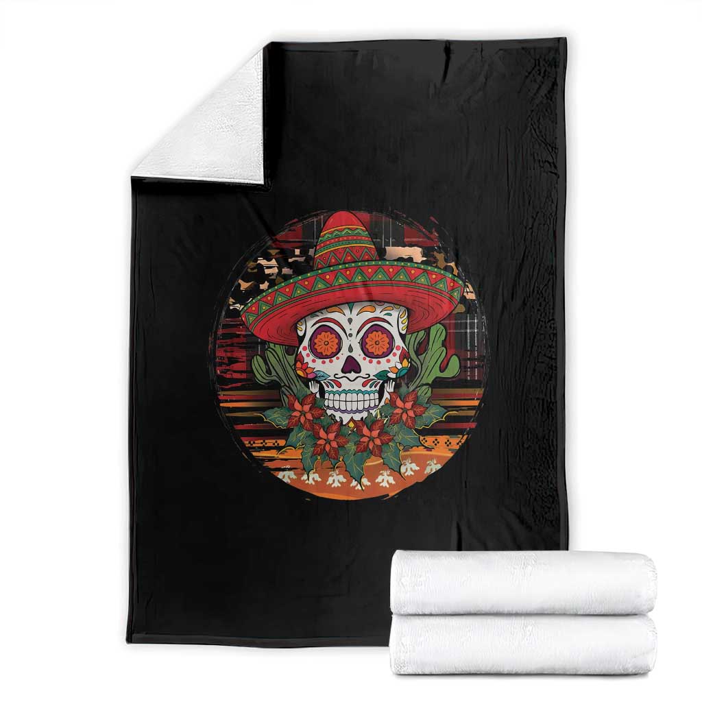 Sugar Skull Mexican Christmas Throw Blanket TS14 Black Print Your Wear