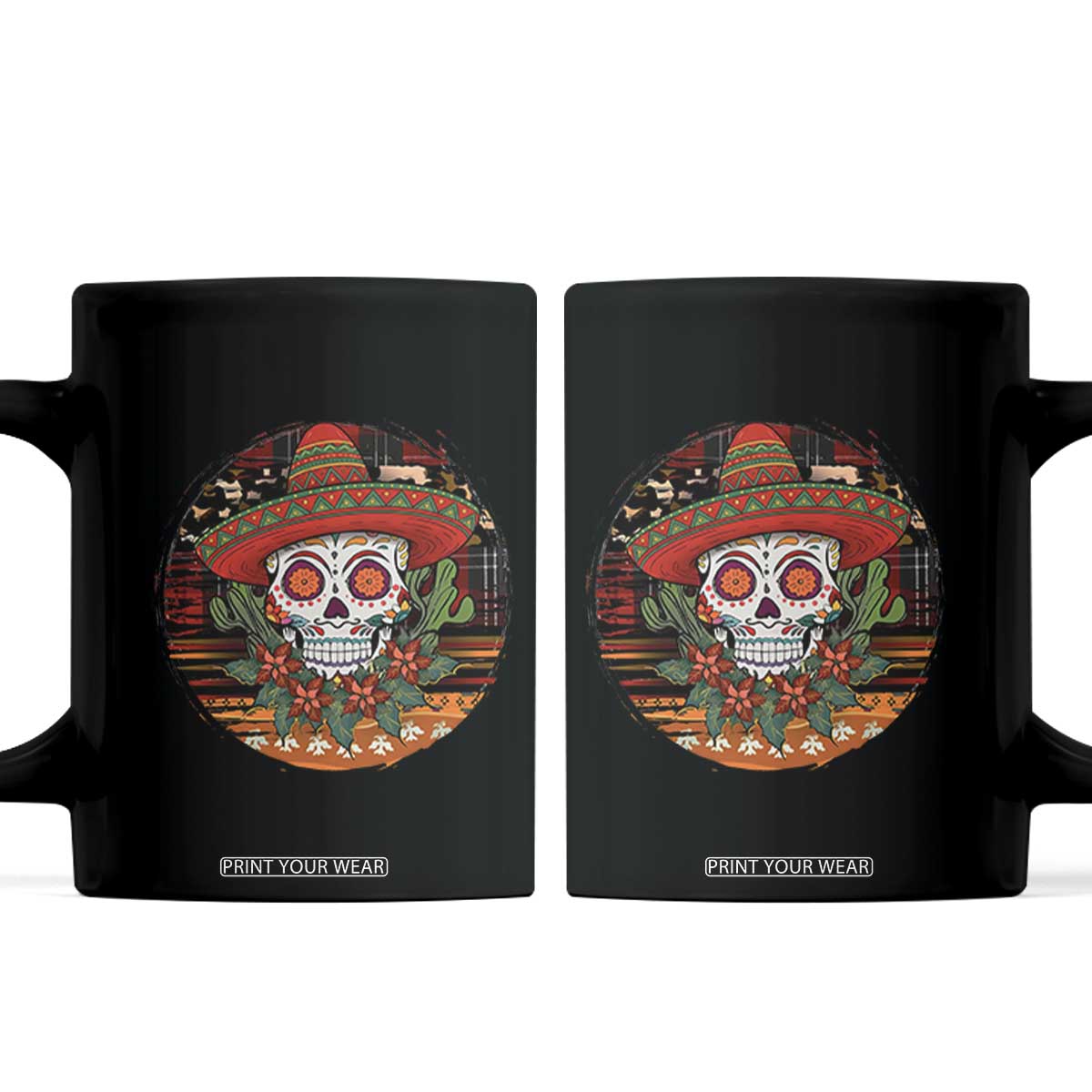 Sugar Skull Mexican Christmas Coffee Mug TS14 Black Print Your Wear