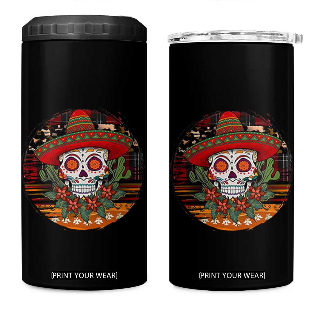 Sugar Skull Mexican Christmas 4 in 1 Can Cooler Tumbler TS14 One Size: 16 oz Black Print Your Wear