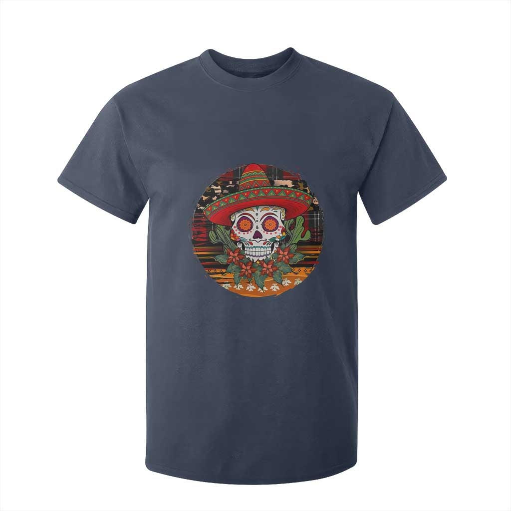 Sugar Skull Mexican Christmas T Shirt For Kid TS14 Navy Print Your Wear
