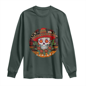 Sugar Skull Mexican Christmas Long Sleeve Shirt TS14 Dark Forest Green Print Your Wear