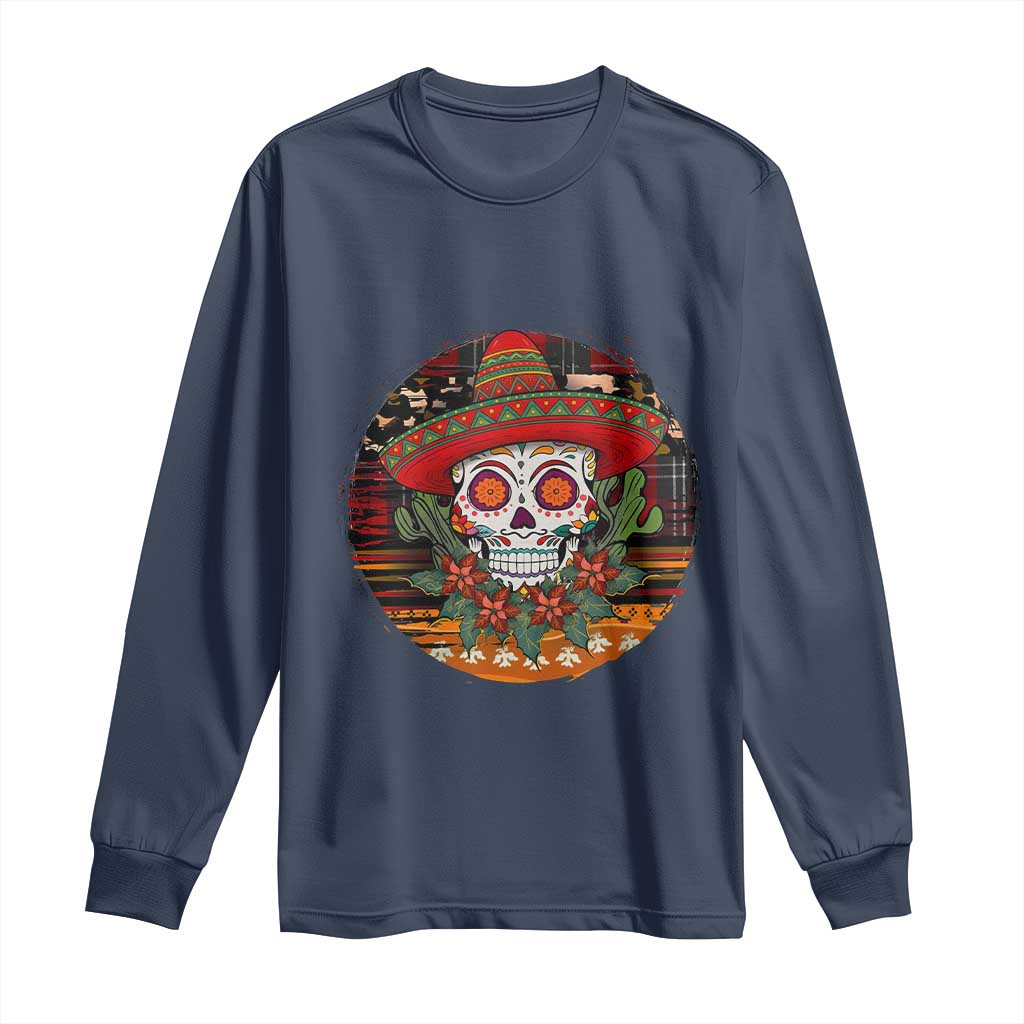 Sugar Skull Mexican Christmas Long Sleeve Shirt TS14 Navy Print Your Wear