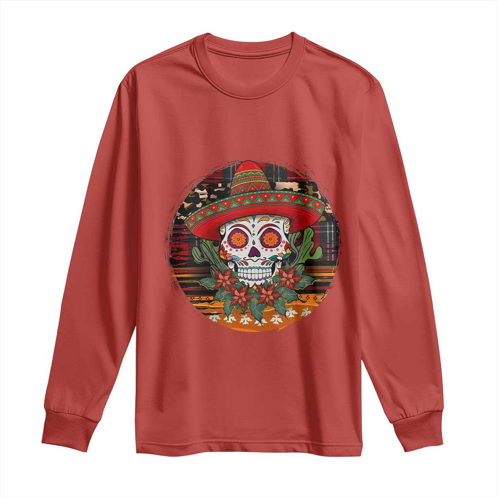 Sugar Skull Mexican Christmas Long Sleeve Shirt TS14 Red Print Your Wear