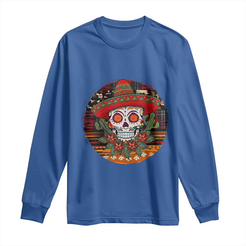 Sugar Skull Mexican Christmas Long Sleeve Shirt TS14 Royal Blue Print Your Wear