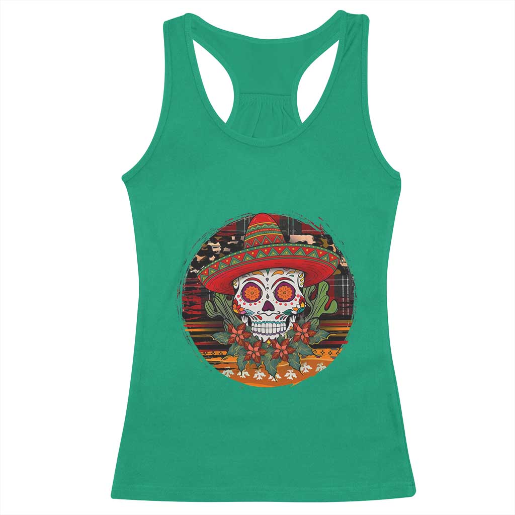 Sugar Skull Mexican Christmas Racerback Tank Top TS14 Irish Green Print Your Wear