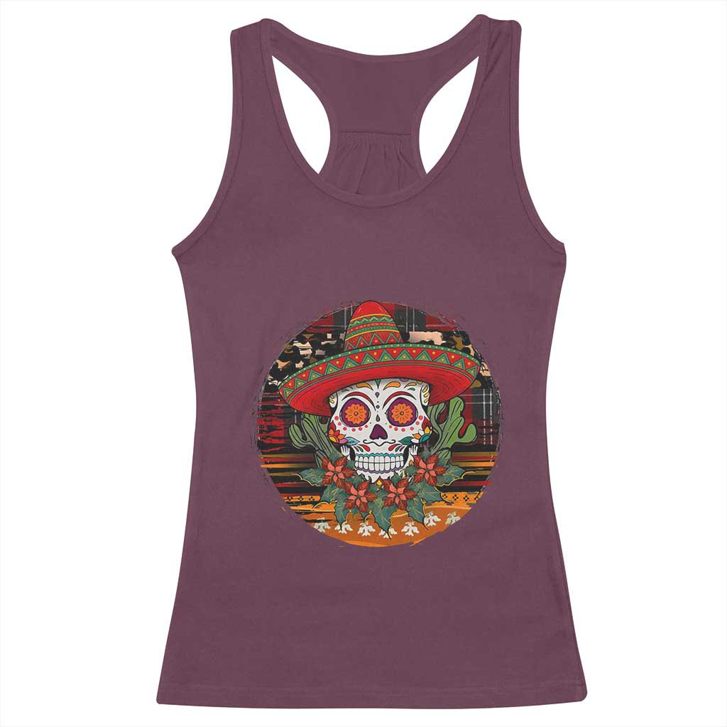 Sugar Skull Mexican Christmas Racerback Tank Top TS14 Maroon Print Your Wear