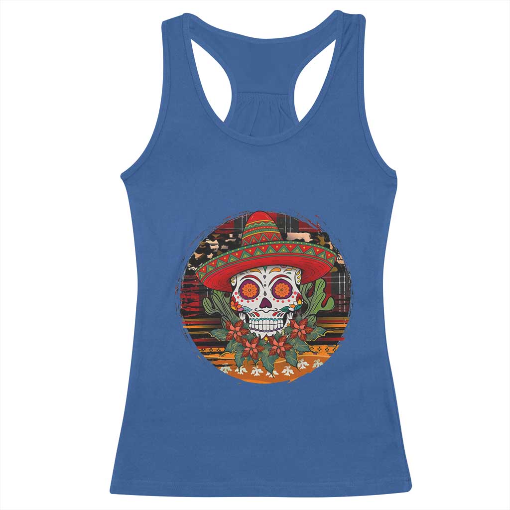 Sugar Skull Mexican Christmas Racerback Tank Top TS14 Royal Blue Print Your Wear