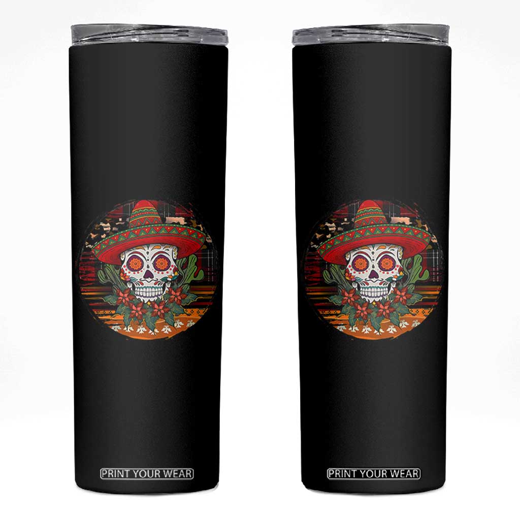 Sugar Skull Mexican Christmas Skinny Tumbler TS14 Black Print Your Wear