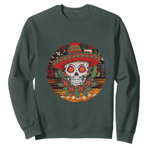 Sugar Skull Mexican Christmas Sweatshirt TS14 Dark Forest Green Print Your Wear