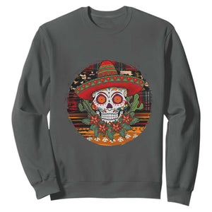 Sugar Skull Mexican Christmas Sweatshirt TS14 Dark Heather Print Your Wear