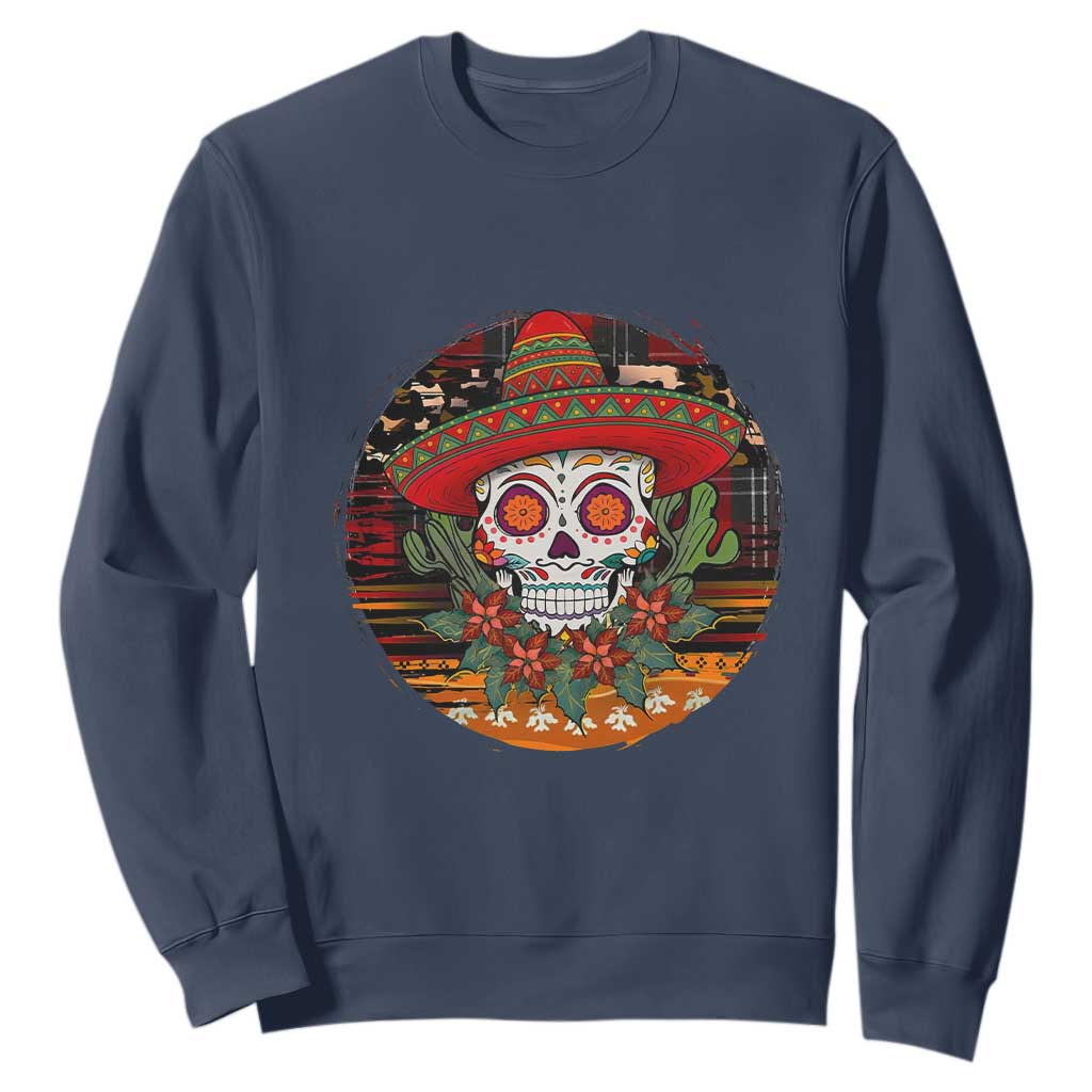 Sugar Skull Mexican Christmas Sweatshirt TS14 Navy Print Your Wear
