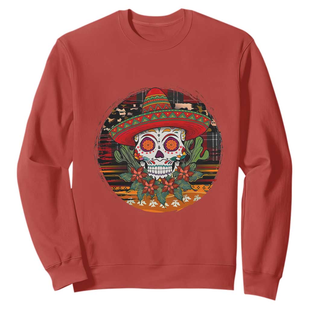 Sugar Skull Mexican Christmas Sweatshirt TS14 Red Print Your Wear