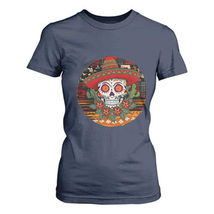 Sugar Skull Mexican Christmas T Shirt For Women TS14 Navy Print Your Wear